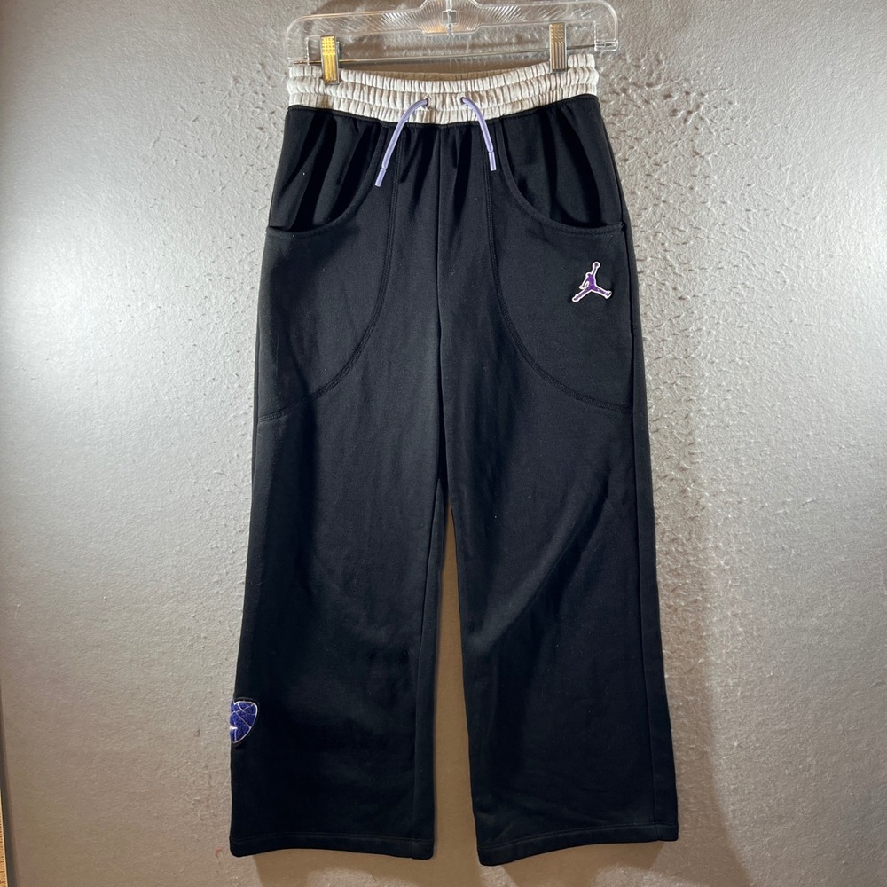 1434 | Jordan Jumpman Space Graphic Fleece Athletic Jogger Pants Black Kids L
